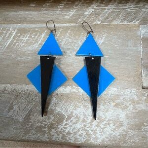 Vintage 80’s 90’s Large Plastic Articulated Geometric Earrings